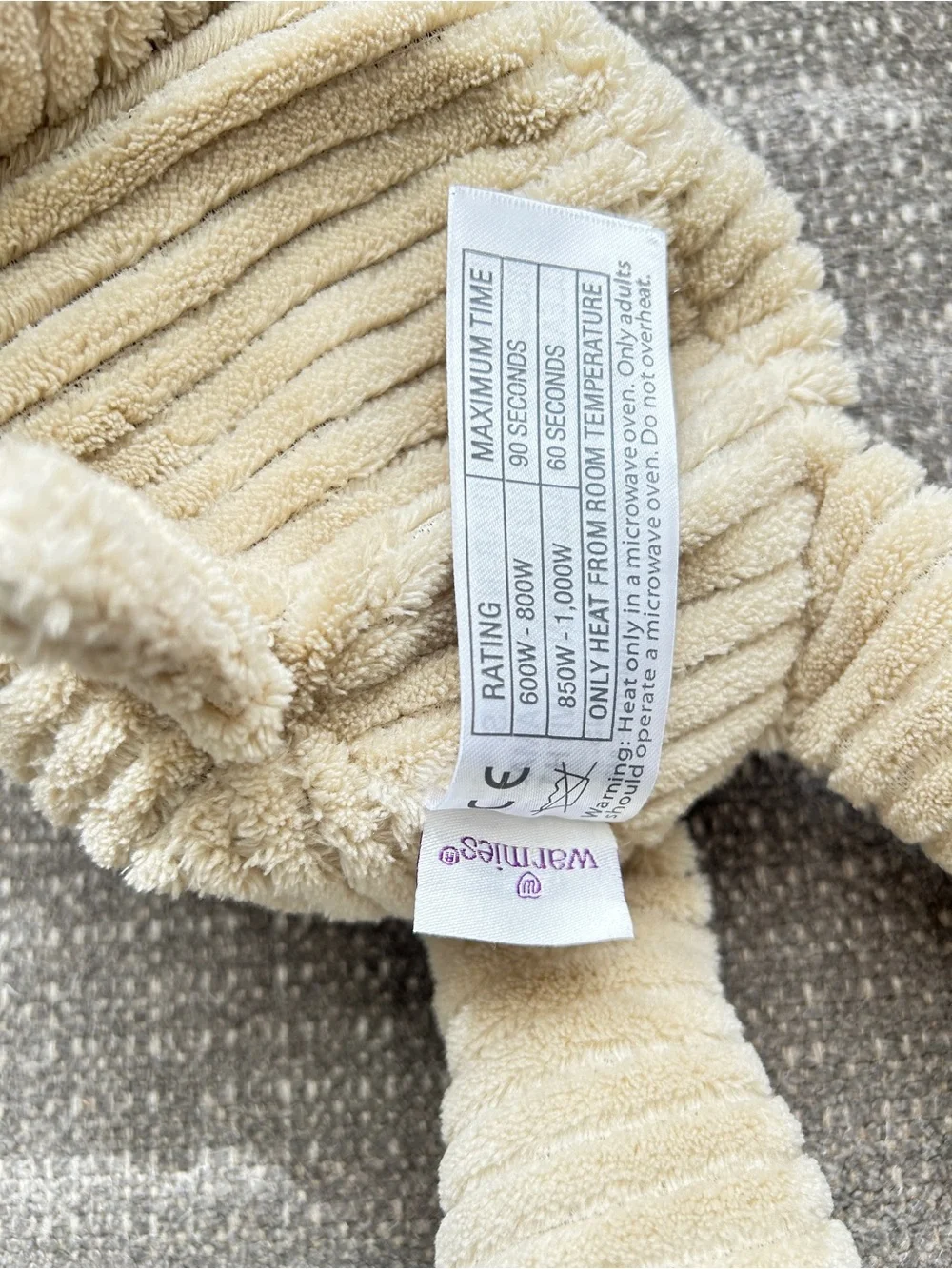 Plush Beige Corduroy Puppy Stuffed Animal - Soft Baby Toy
